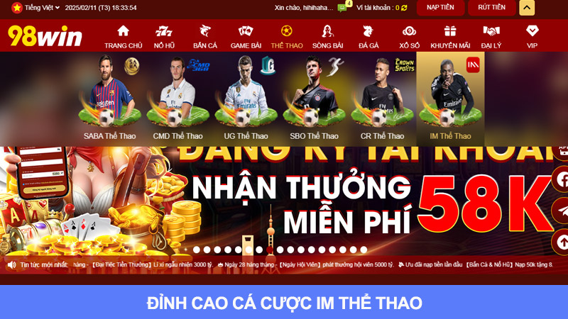 IM Thể Thao: Đỉnh Cao Giải Trí Và Cá Cược Tại 98Win Châu Á