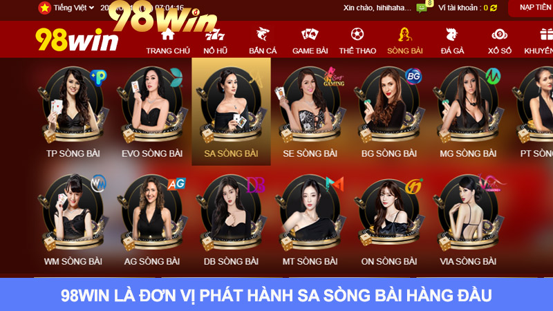 Rất nhiều lợi thế khi chơi SA sòng bài tại 98win