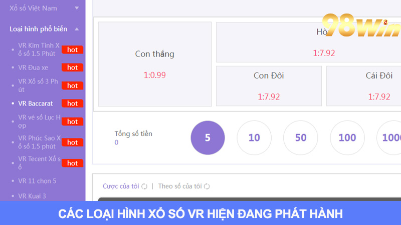 Danh sách game xổ số VR